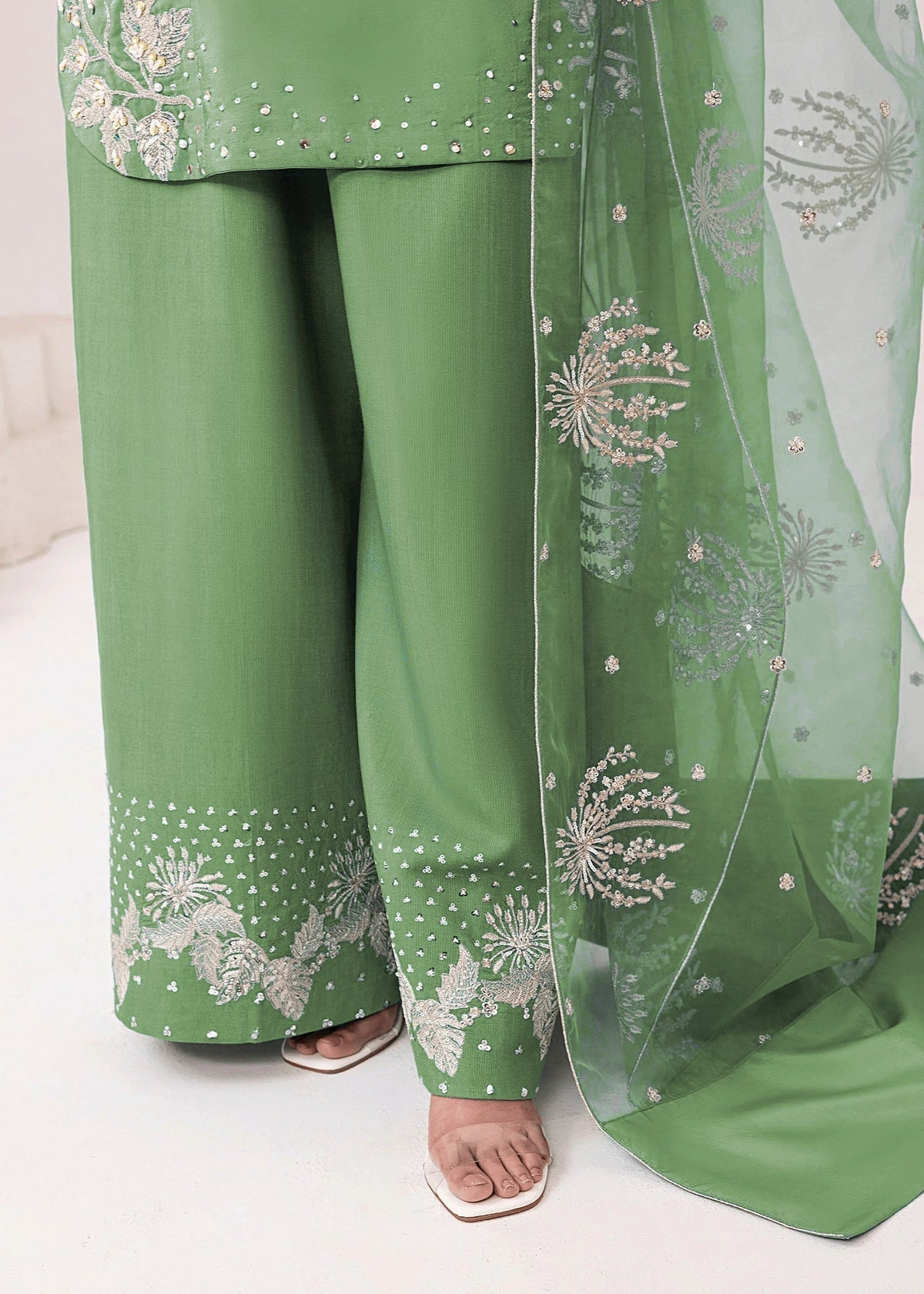 Zoola Embroidered -3pc - Jade Green - Lawn