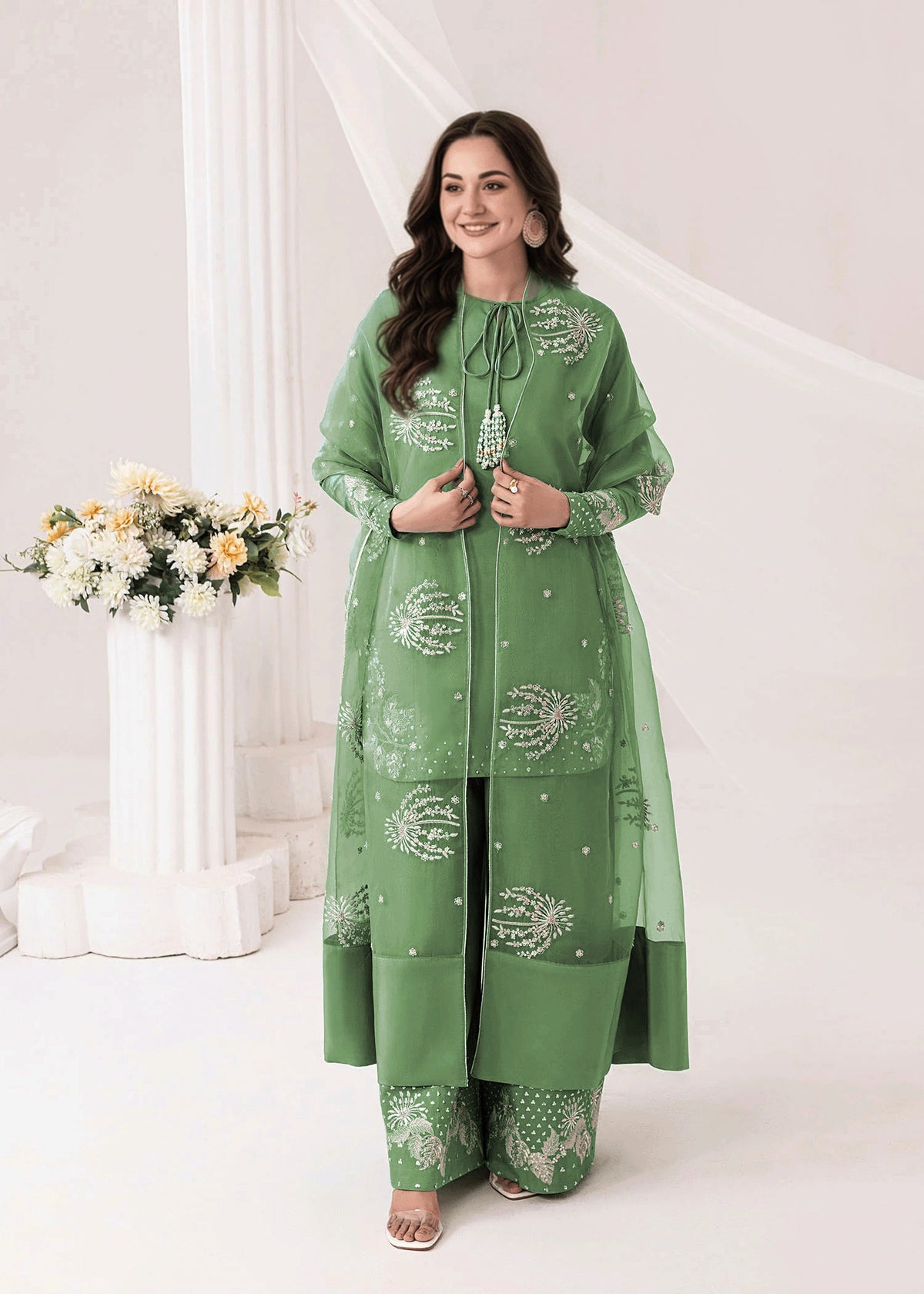 Zoola Embroidered -3pc - Jade Green - Lawn