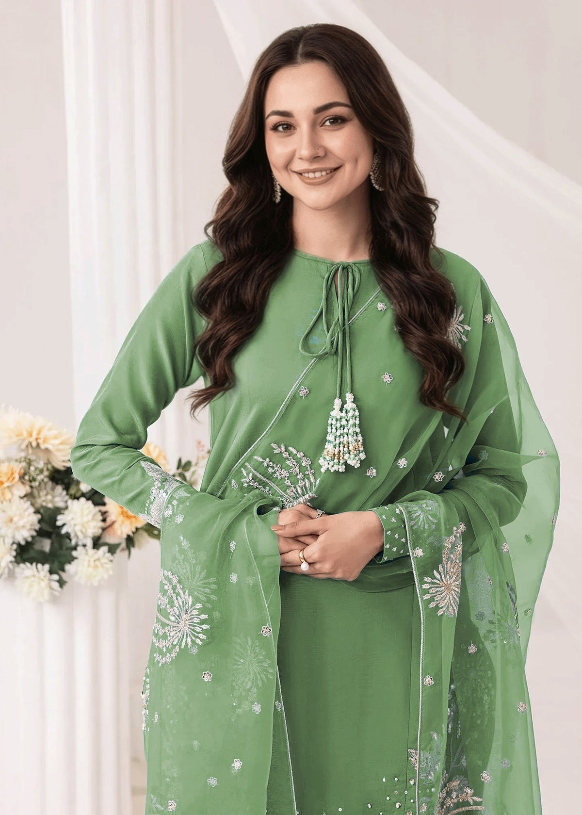 Zoola Embroidered -3pc - Jade Green - Lawn